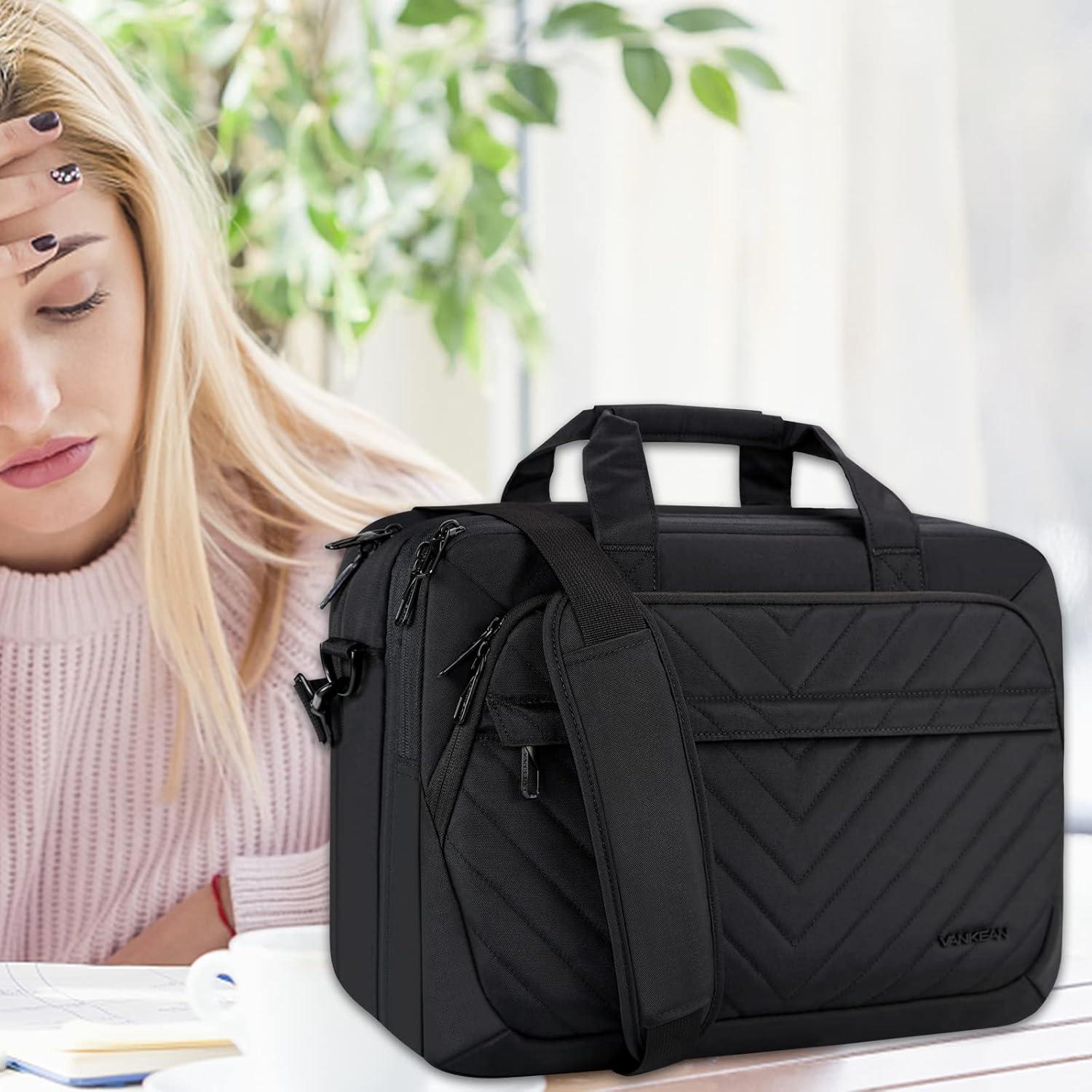 Laptoptasche 17 Zoll wasserdicht RFID Schwarz Damen Herren