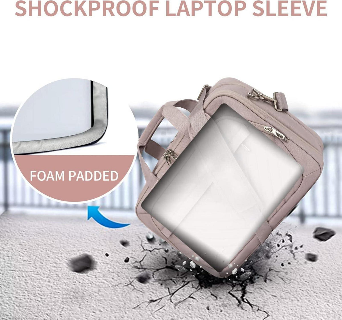 VANKEAN 17 Zoll Laptoptasche Damen Altrosa Wasserdicht RFID TSA-Genehmigt
