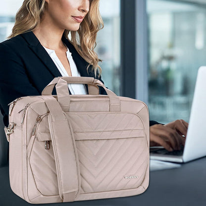 Laptoptasche 17 Zoll Damen wasserdicht Aktentasche RFID-Tasche Altrosa