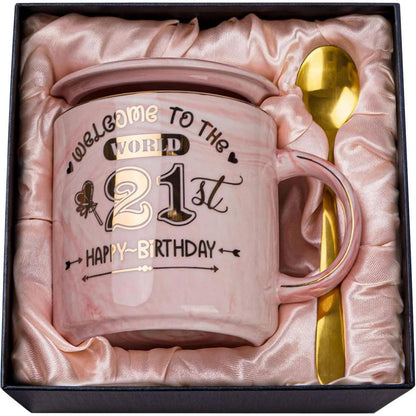 Rose Gold 21st Birthday Tasse in Geschenkbox