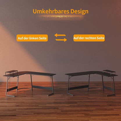 Eckschreibtisch 170x120 cm Schwarz Ecktisch Stabil Büro Computertisch