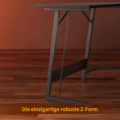 Eckschreibtisch 170x120cm Schwarz Monitorständer Schubladen
