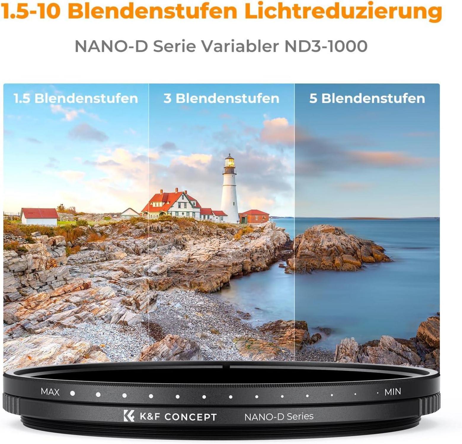 K&F Concept Variabler ND Filter ND3-1000 55mm Graufilter