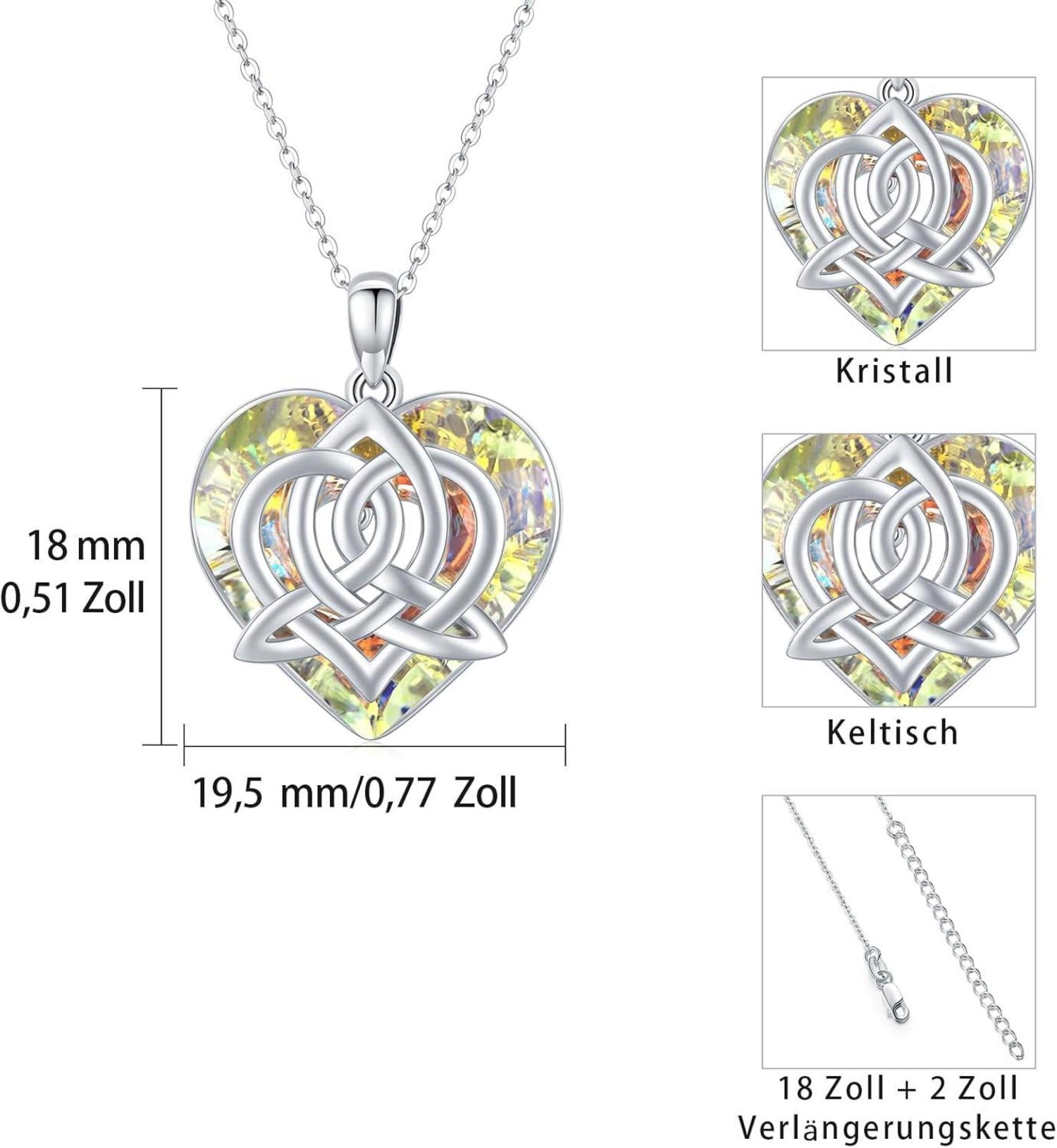 TRISHULA 925 Sterling Silber Herz Kristall Anhänger