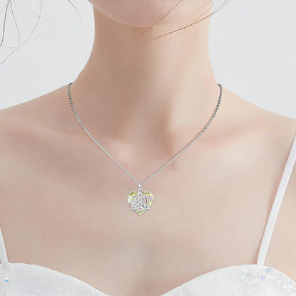 925 Sterling Silber Herz Kristall Anhänger Kette für Mama Tochter Frau