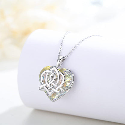 925 Sterling Silber Herz Kette Kristall Anhänger Geburtsstein für Mama Tochter