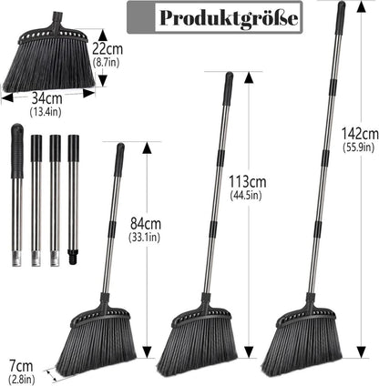 Hochwertiger Straßenbesen mit langem Edelstahlstiel 142cm