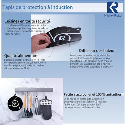 2er Set Induktionskochfeldmatte 24cm Schwarz magnetischer Kratzschutz