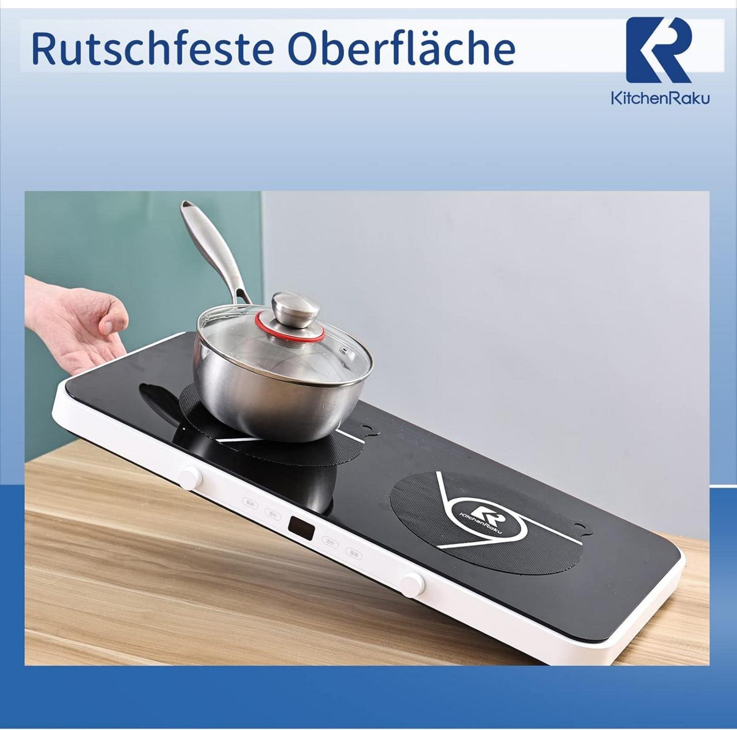2er Set Schwarze Induktionskochfeldmatten 24cm - Multifunktionale
