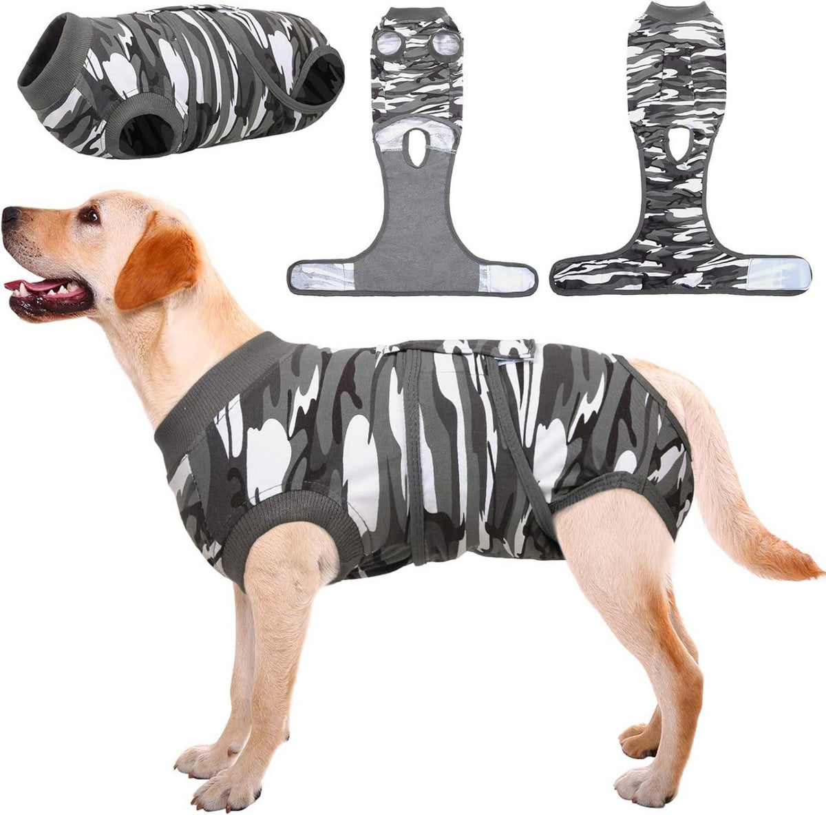 Hundebody Op Anti Leck XL Grau Tarnung Bauchschutz Kastration