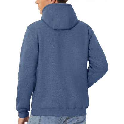 Herren Sherpa Hoodie mit Kängurutasche - Blaugrau