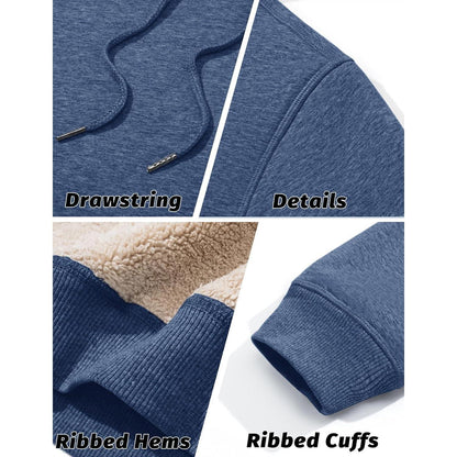 Herren Sherpa Hoodie mit Kängurutasche - Blaugrau