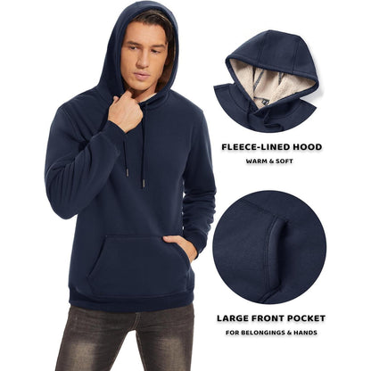 Herren Sherpa Hoodie Dunkelblau L Winter Warm Winddicht