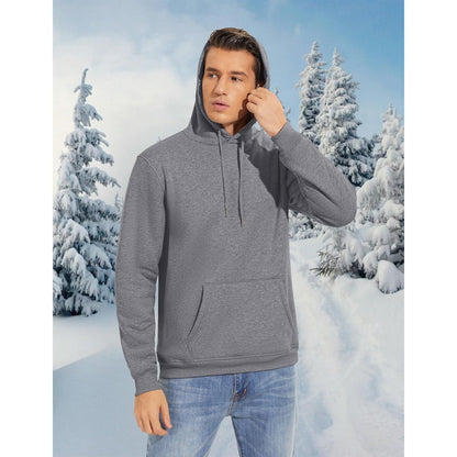Herren Sherpa Hoodie mit Kängurutasche, warm gefüttert, hellgrau
