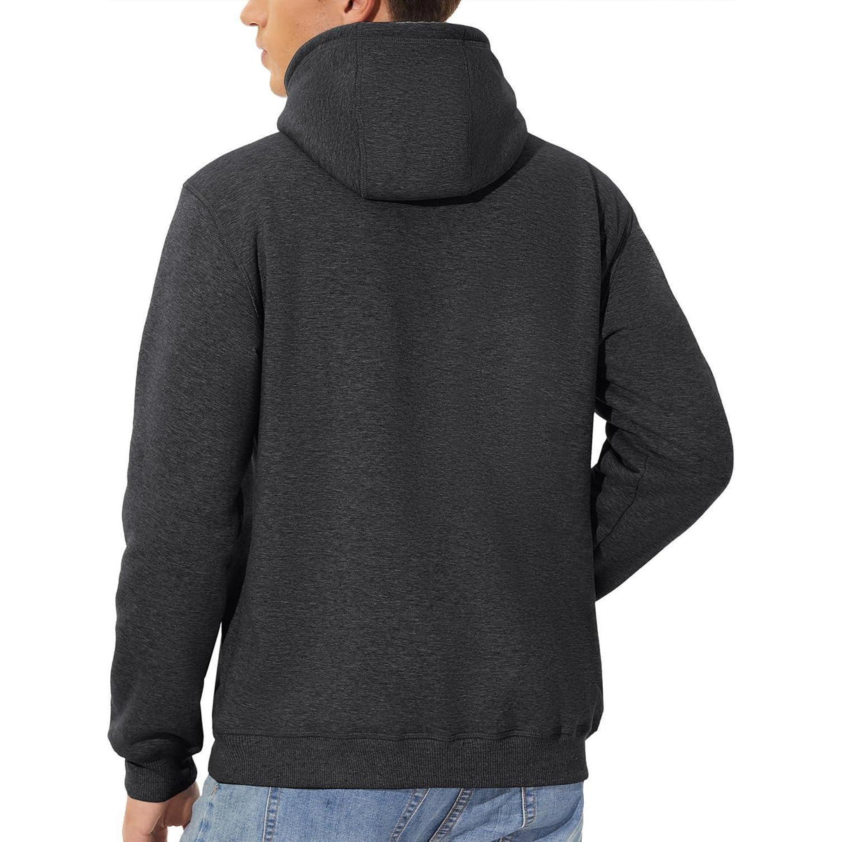 Herren Sherpa Hoodie – Dickes Fleece, Winddicht, Dunkelgrau S