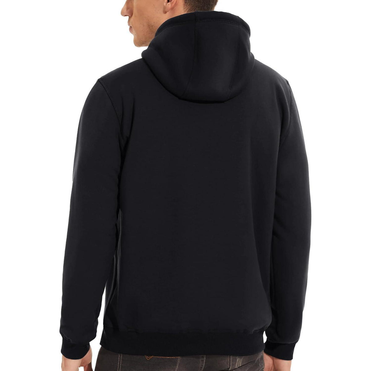Herren Sherpa Hoodie mit Kängurutasche – Warm & Winddicht – Schwarz, Größe M