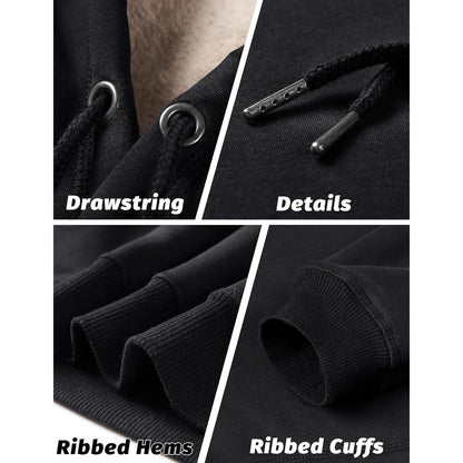 Herren Sherpa Hoodie mit Kängurutasche – Warm & Winddicht – Schwarz, Größe M
