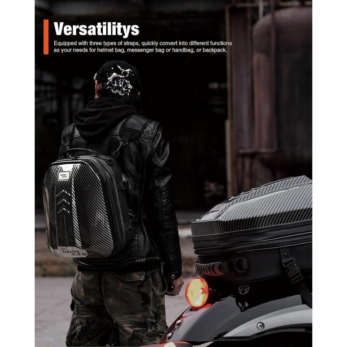Wasserdichte Motorrad Hecktasche mit ABS Hartschale & Erweiterung