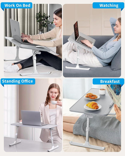 Laptoptisch Bett höhenverstellbar Neigungswinkel klappbare Beine Rodelfüße