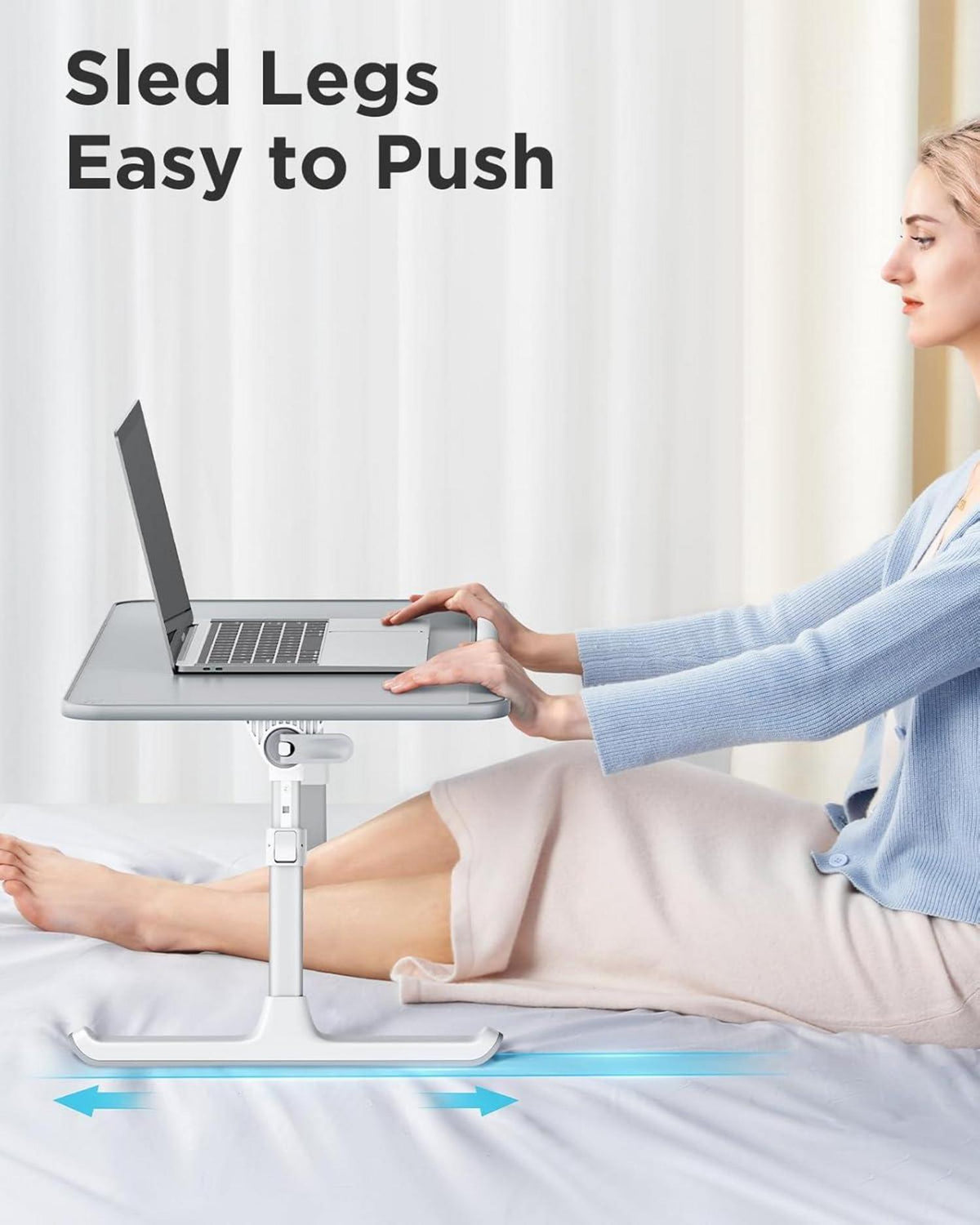 Laptoptisch Bett höhenverstellbar Neigungswinkel klappbare Beine Rodelfüße