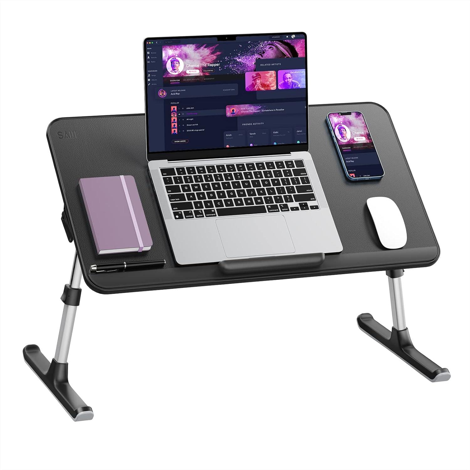 Laptoptisch Höhenverstellbar Winkelverstellbar Schwarz 60x33cm