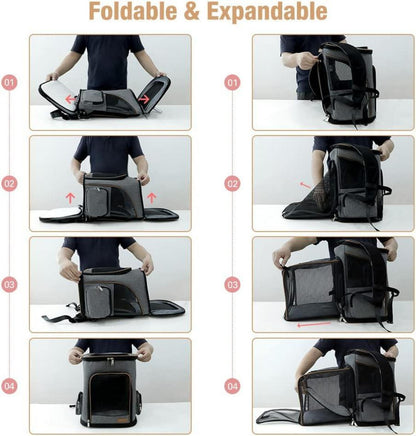 Erweiterbarer Katzen Hunderucksack für kleine Haustiere, Faltbarer