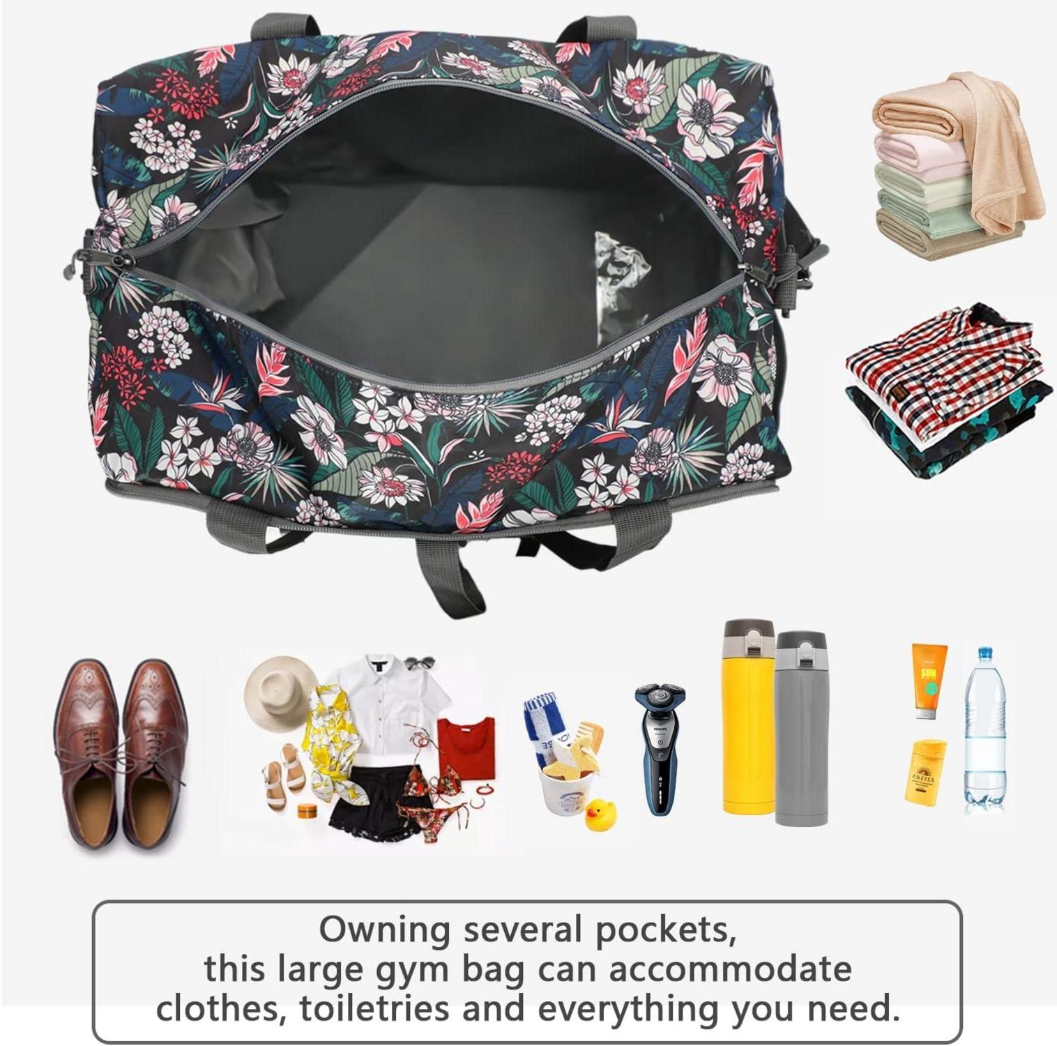 Sporttasche Damen 40L mit Schuhfach & Nassfach, Weekender Orchidee