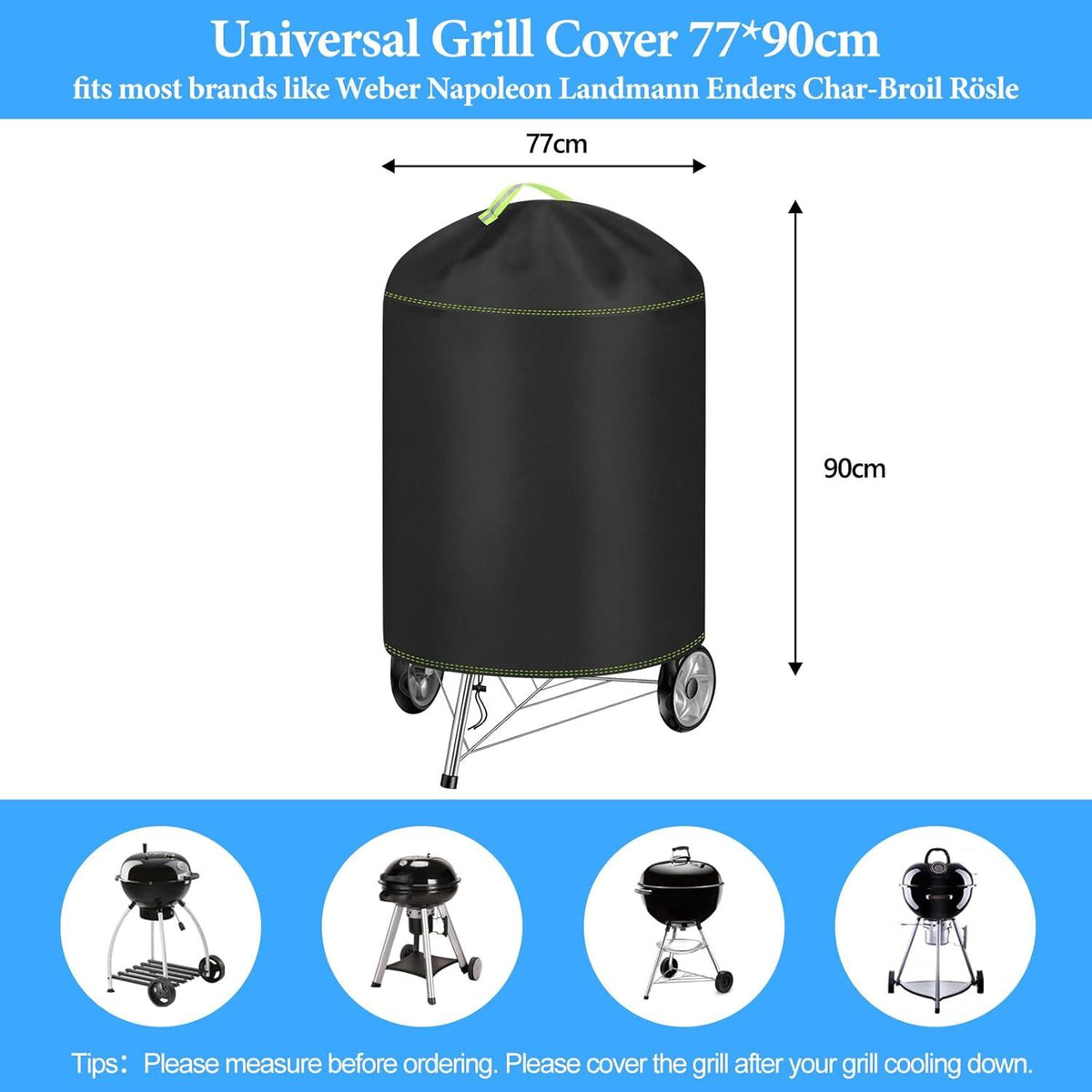 Kugelgrill Abdeckung Ø77x90cm wasserdicht reißfest UV Schutz