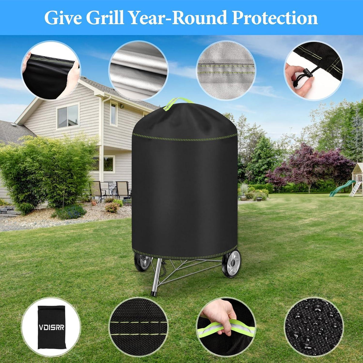 Kugelgrill Abdeckung Ø77x90cm 420D Oxford wasserdicht reißfest