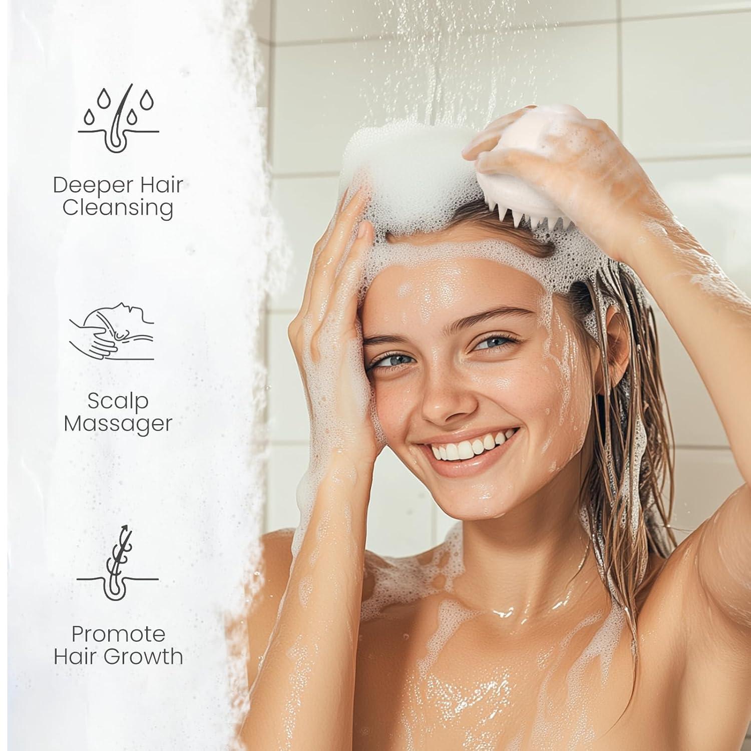 Kopfmassagebürste [Weizenstroh Silikon] Haarwachstum Scalp Massager