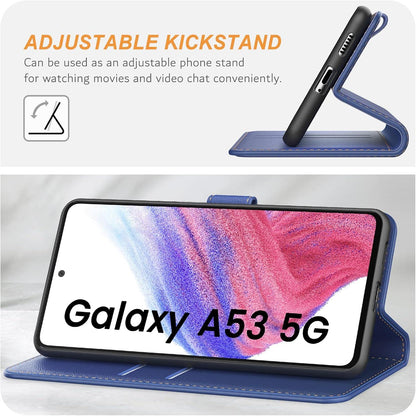 Samsung Galaxy A53 5G Handyhülle Blau Leder Tasche Flipcase mit Kartenschlitzen