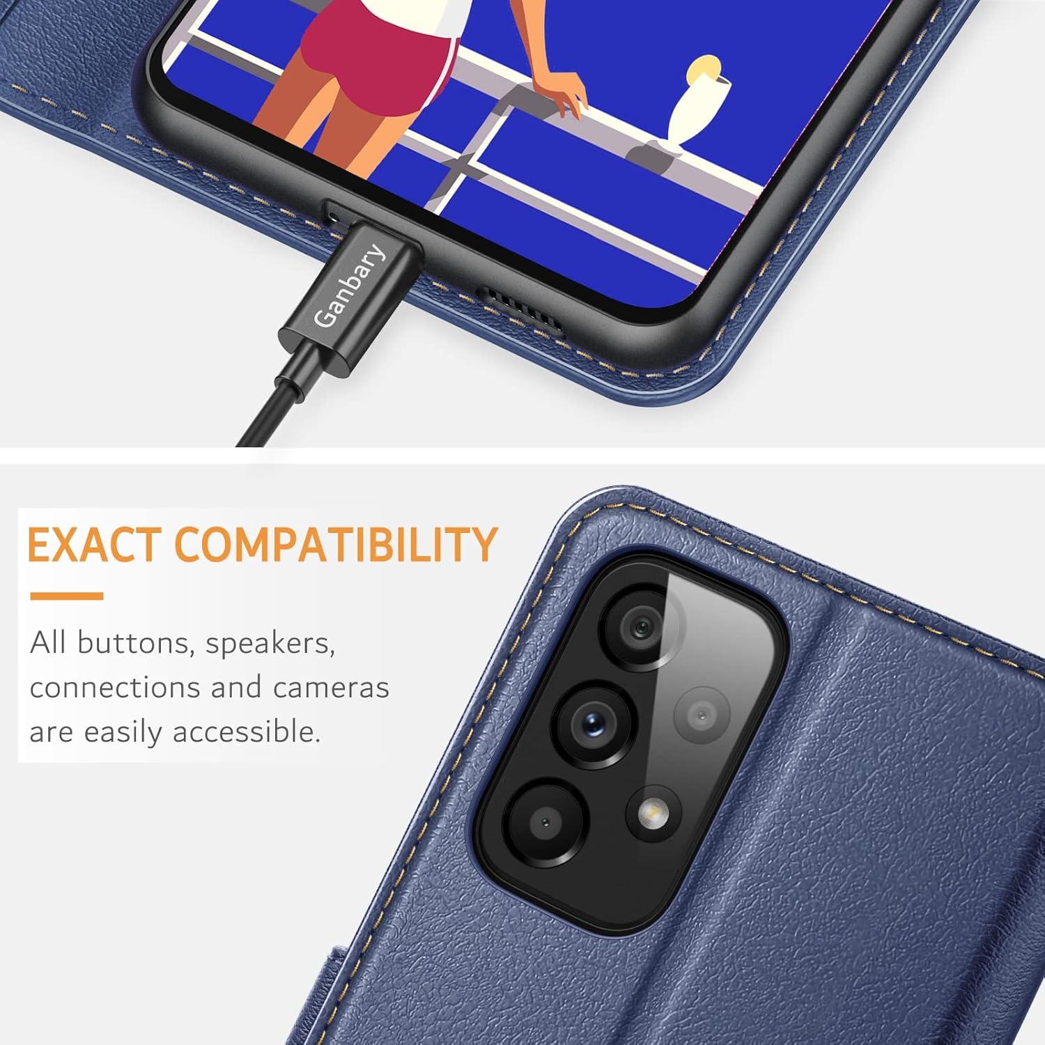 Samsung Galaxy A53 5G Leder Handyhülle Blau mit Kartenschlitzen