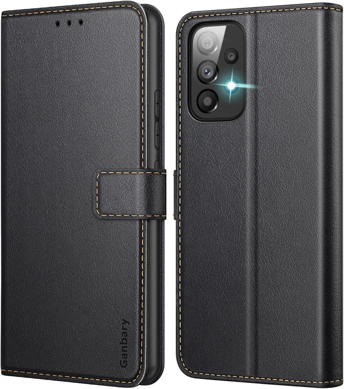 Samsung Galaxy A53 5G Handyhülle Leder Schwarz Flipcase mit