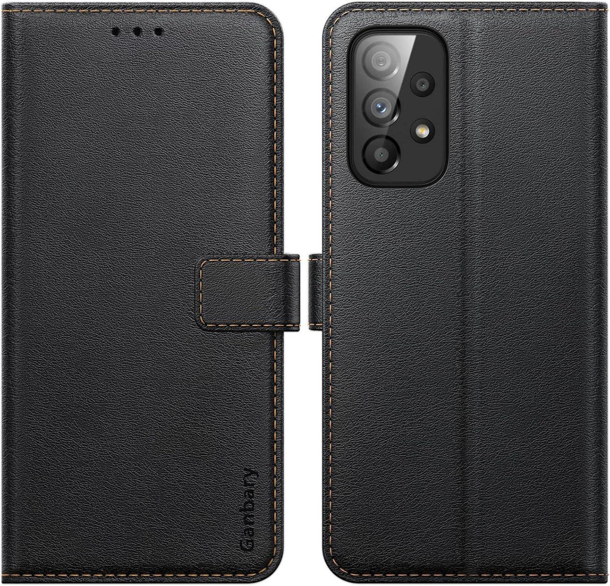 Samsung Galaxy A53 5G Handyhülle Schwarz - Premium Leder Tasche mit Kartenschlitzen, Magnetverschluss & Standfunktion