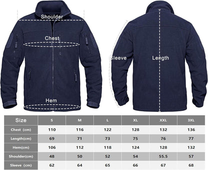 Herren Outdoor Fleecejacke mit 7 Taschen Stehkragen Winddicht