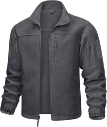 Outdoor Fleecejacke mit 7 Taschen Stehkragen Jagd Winter