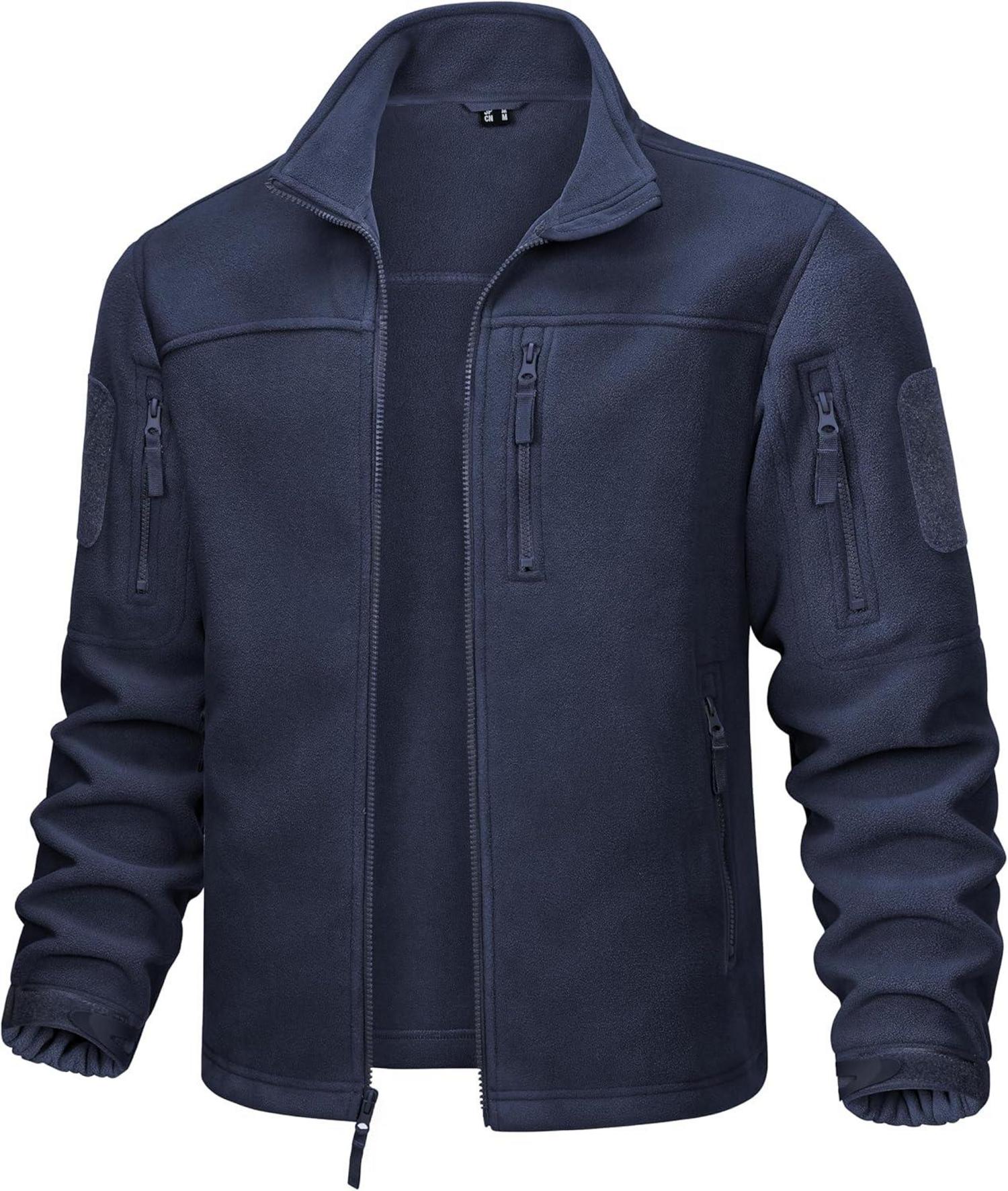 Outdoor Fleecejacke winddicht mit 7 Taschen Stehkragen Männlich