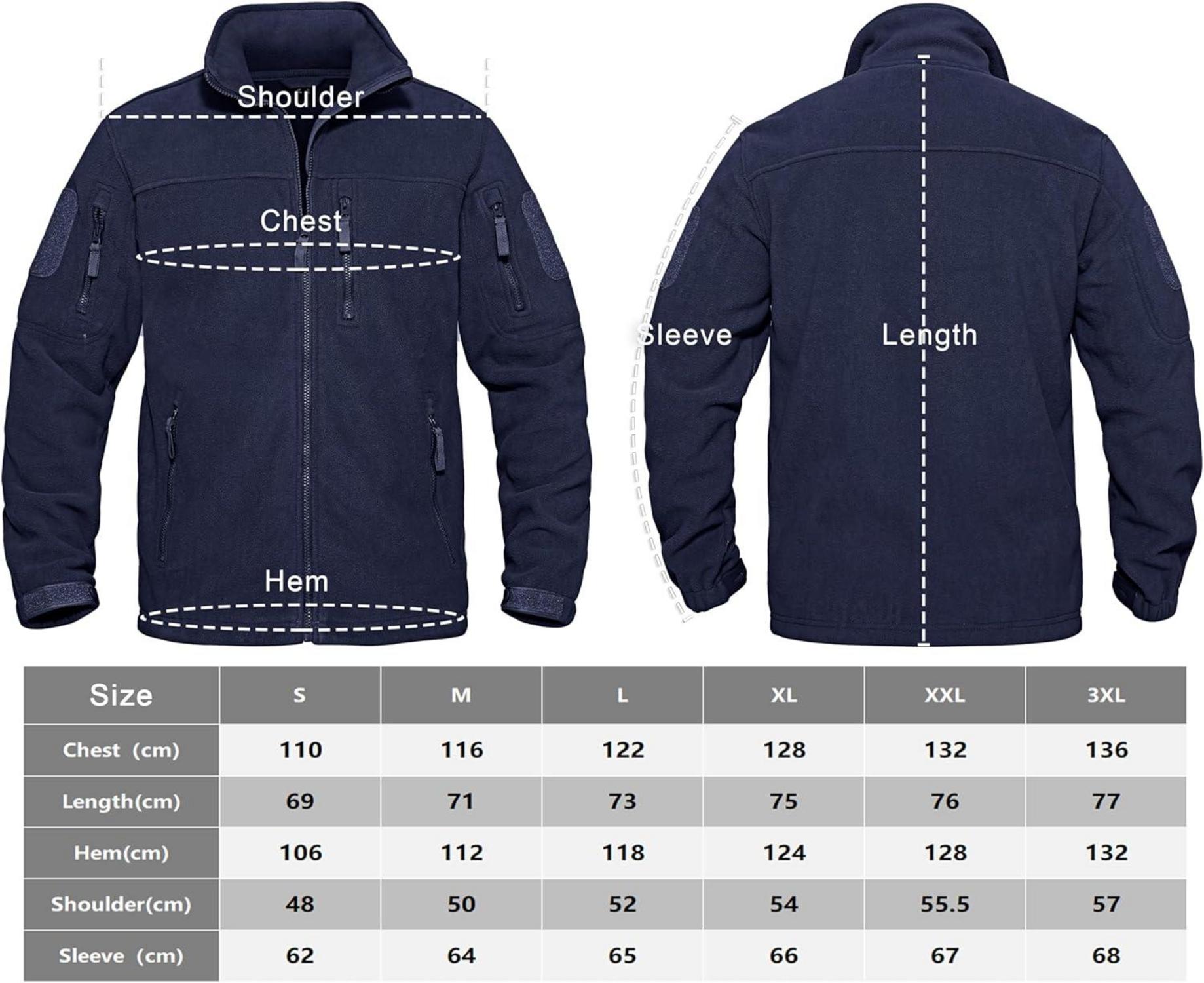 Herren Outdoor Fleecejacke mit 7 Taschen Stehkragen Winddicht M