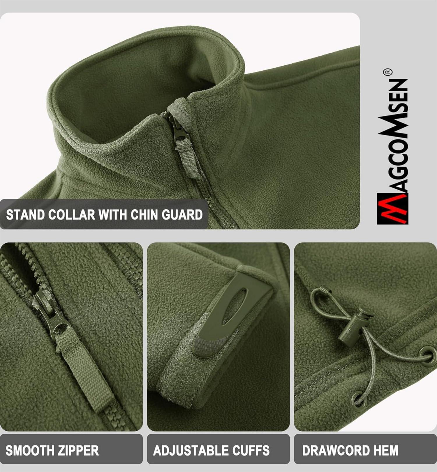 Herren Outdoor Fleecejacke Winddicht Taktische Armee Jacke 7 Taschen Warme Stehkragen Jagdjacke Winter Voll Zip Übergangsjacke