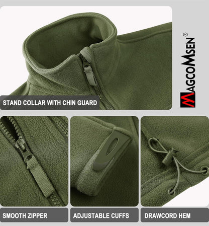 Herren Outdoor Fleecejacke Winddicht Taktische Armee Jacke 7 Taschen Warme Stehkragen Jagdjacke Winter Voll Zip Übergangsjacke