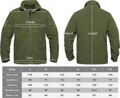 Herren Outdoor Fleecejacke Winddicht Taktisch Armee mit 7 Taschen