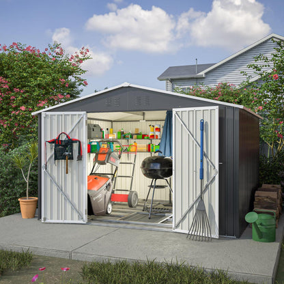 Gerätehaus Metall 300x250 cm mit Fundamentrahmen & Türverschluss
