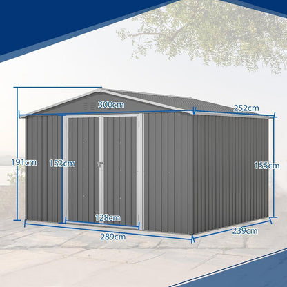 Großes Gerätehaus 8x10ft mit Fundamentrahmen & Satteldach