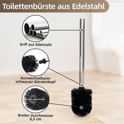 Toilettenpapierhalter stehend Edelstahl WC Klobürste Silber matt