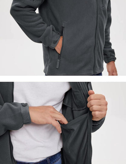 Herren Outdoor Fleecejacke Winddicht Taktische Armeejacke 7 Taschen XXL