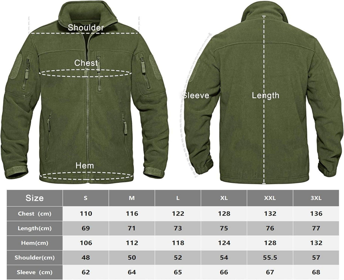 Herren Fleecejacke Winddichte Taktische Jacke 7 Taschen Stehkragen XXL