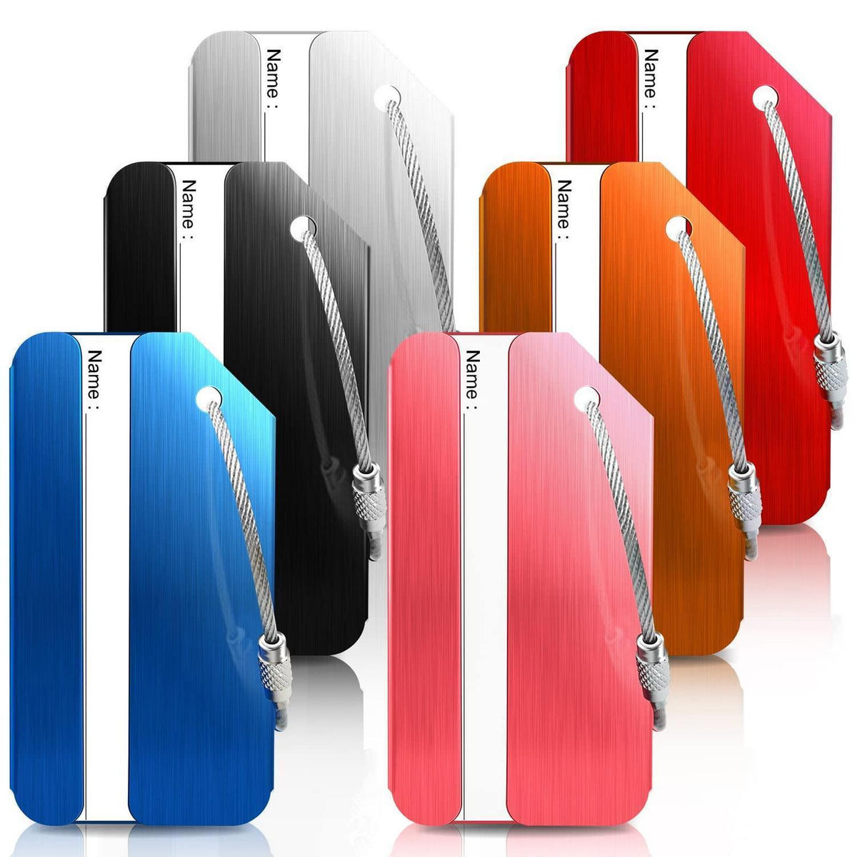 6x Gepäckanhänger Aluminium – Reise-Zubehör für Koffer & Tasche