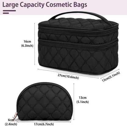 Kosmetiktasche Damen Doppelschicht Schwarz wasserdicht groß Makeup