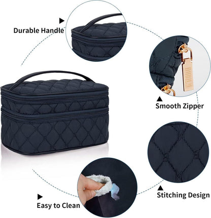 Damen Kosmetiktasche Doppelschicht Kulturbeutel wasserfest Blau 2er Set