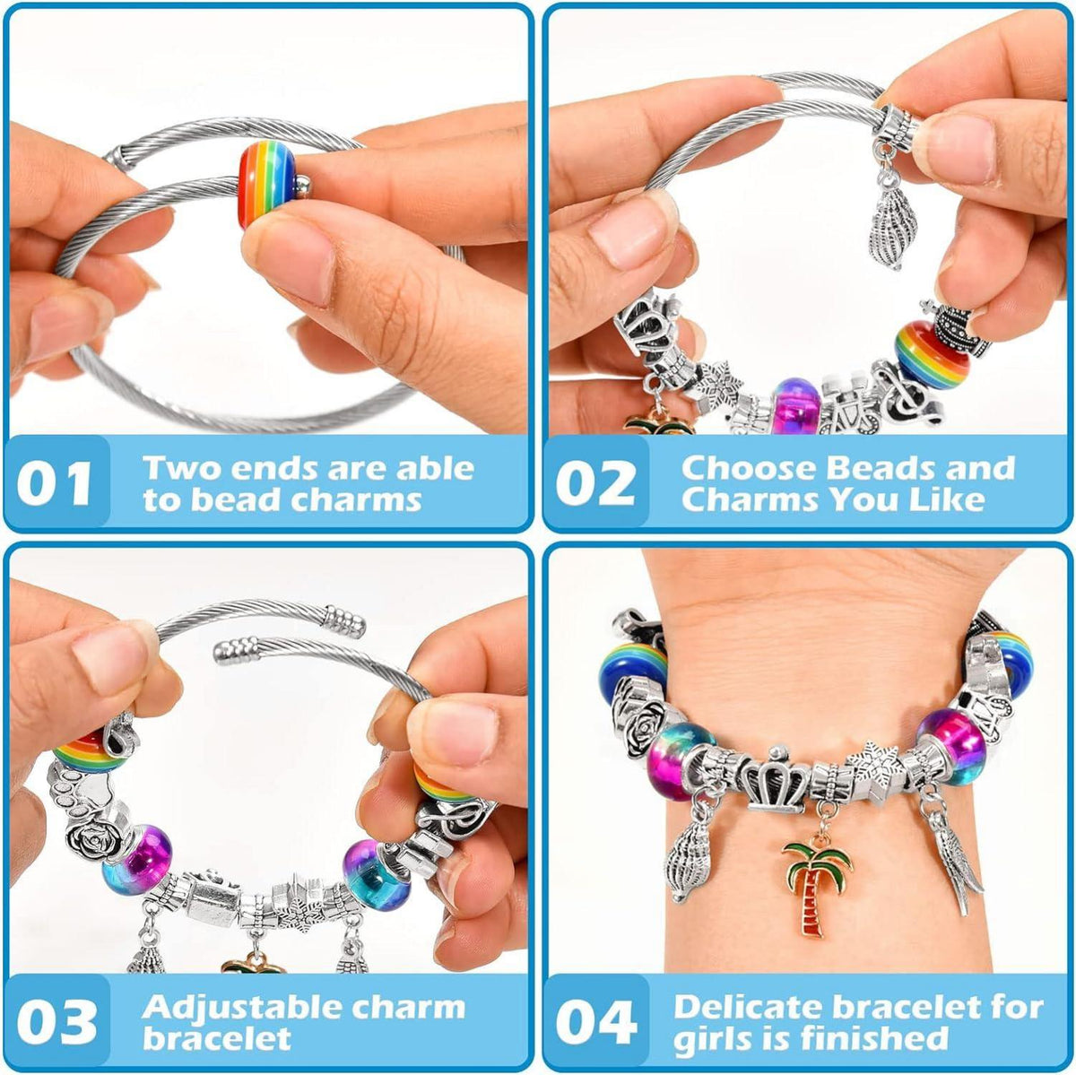 DIY Armband Bastelset Mädchen 6-8 Jahre Geschenkbox Perlen Schmuck Kit